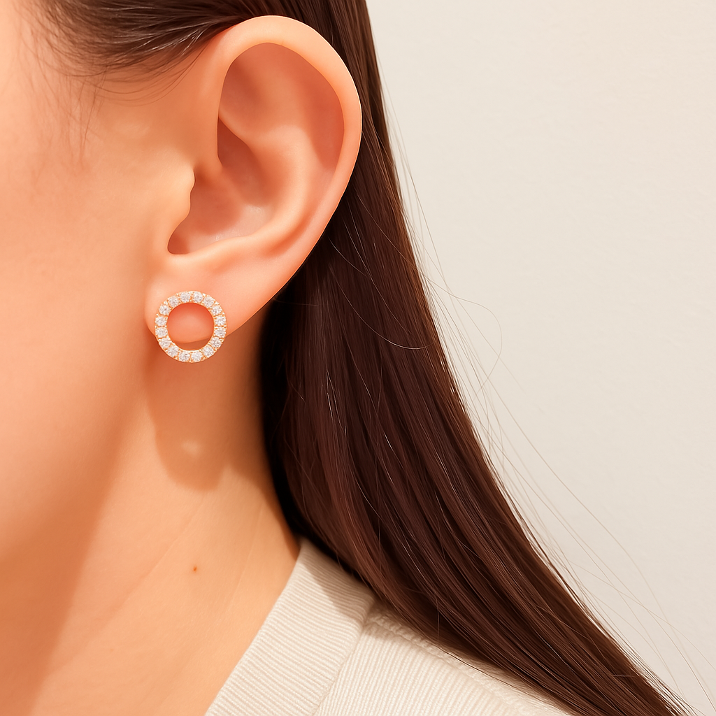 Camellia Open Circle Stud Earrings