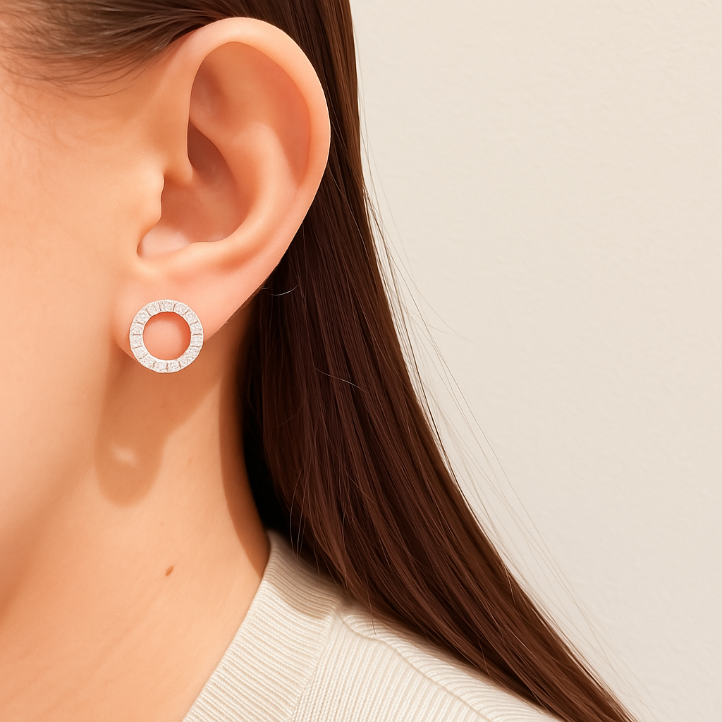 Camellia Open Circle Stud Earrings