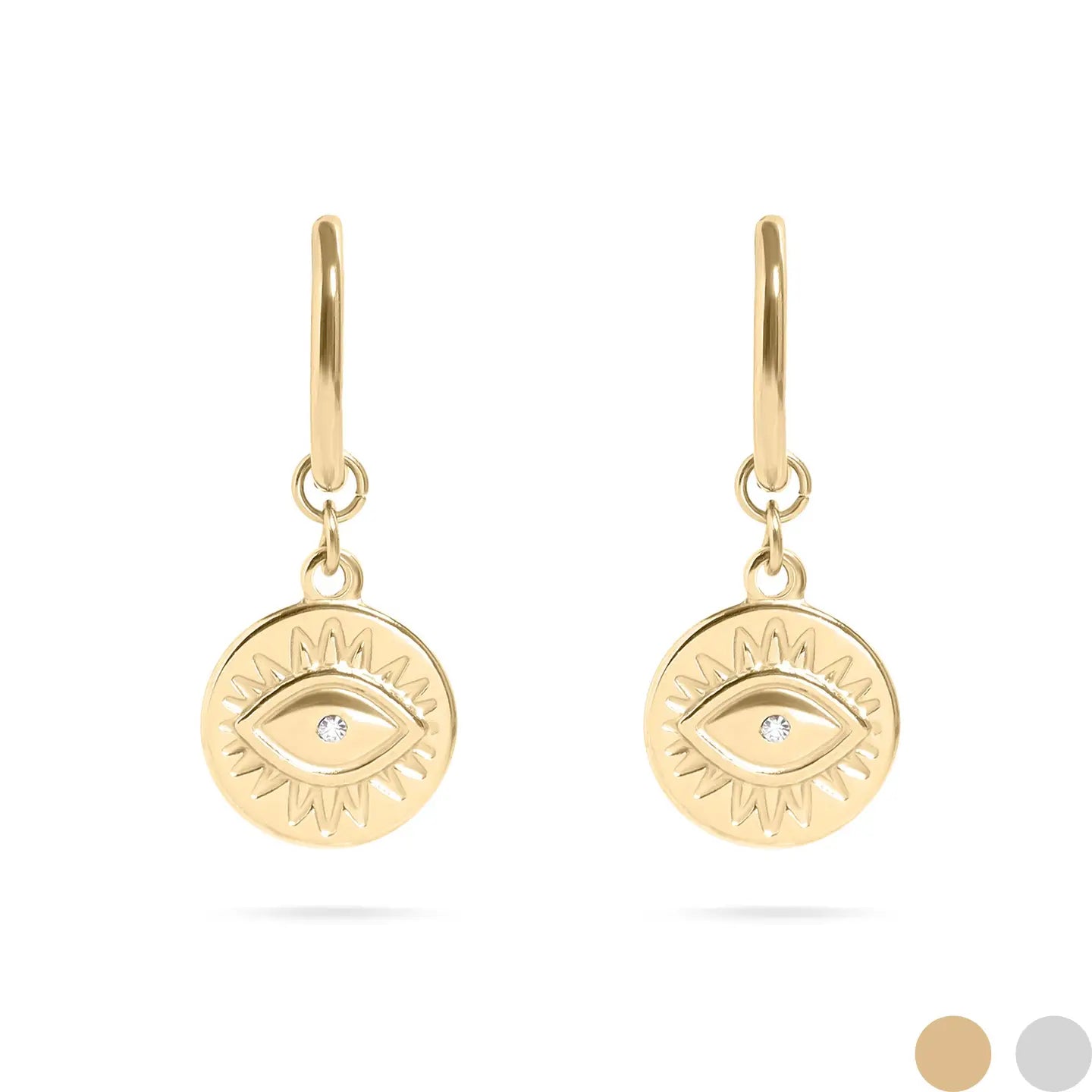 Solara Evil Eye Charm Hoops