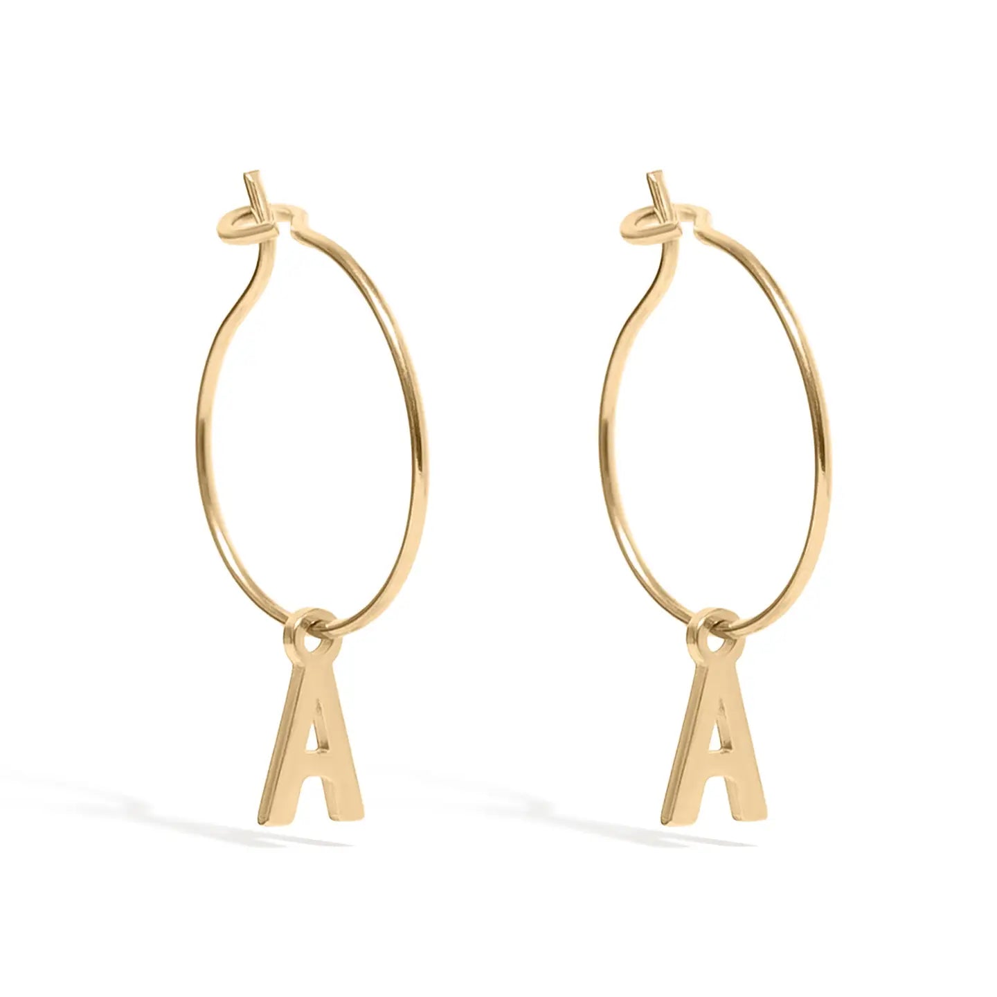Golden Whisper Initial Hoops