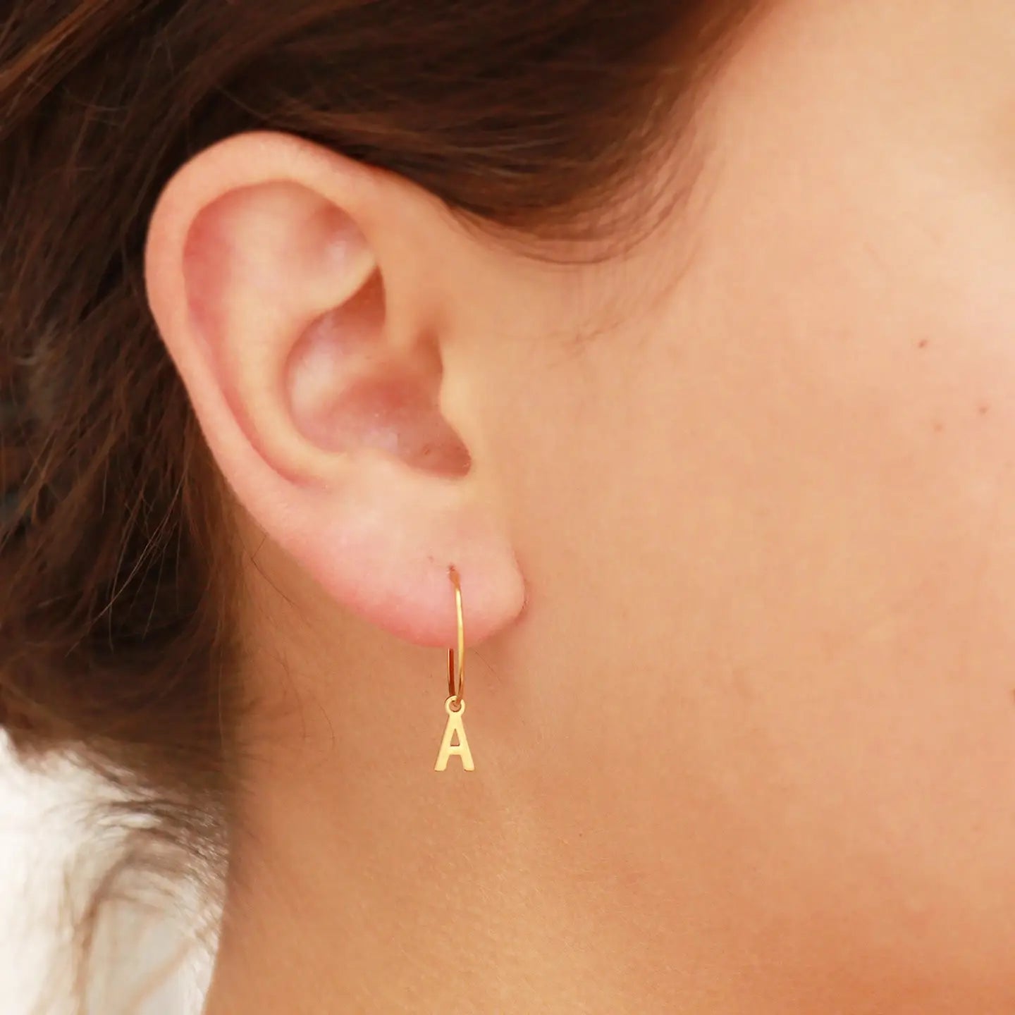 Golden Whisper Initial Hoops