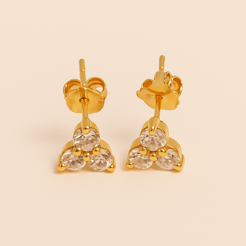 Hazel Triple Diamond Stud Earrings
