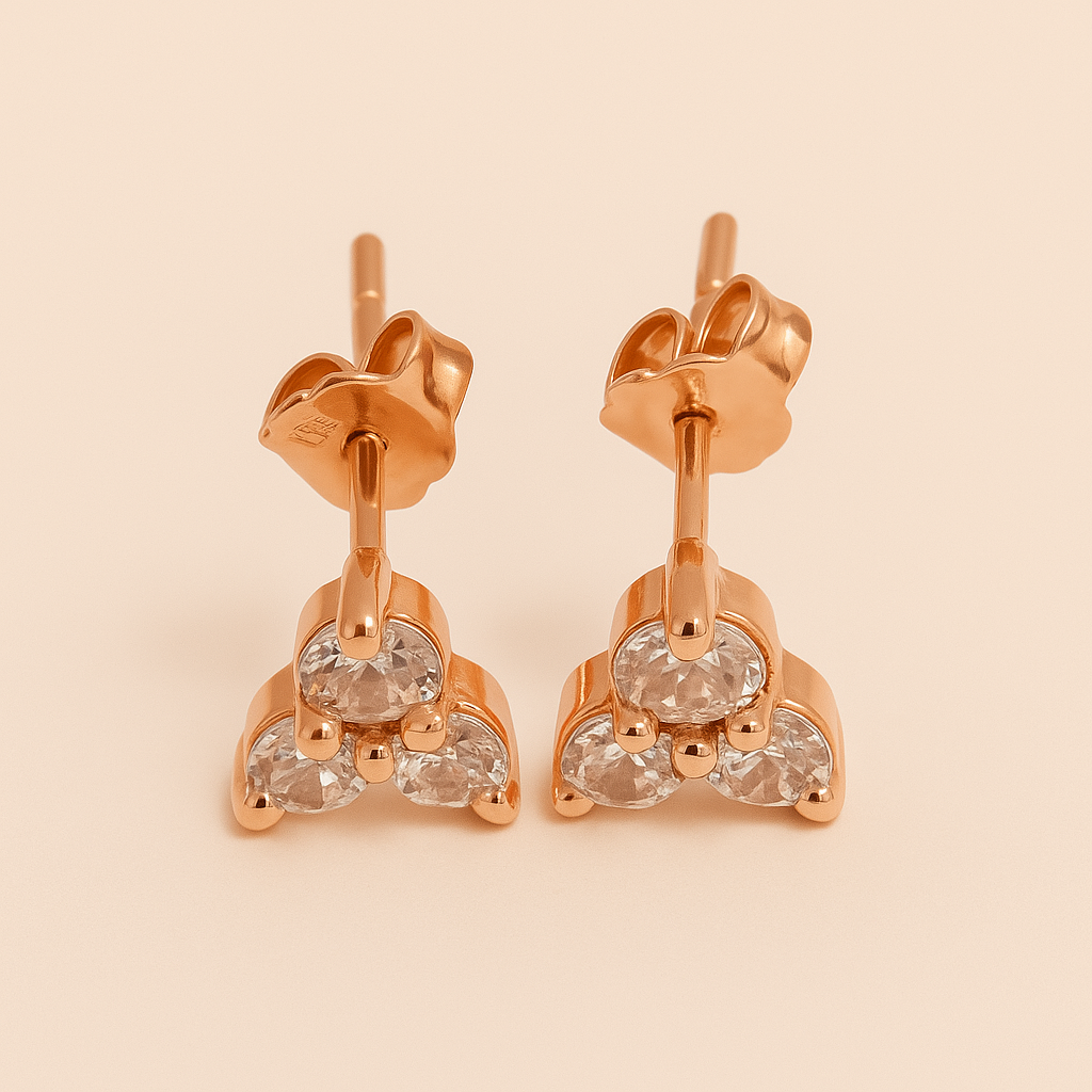 Hazel Triple Diamond Stud Earrings
