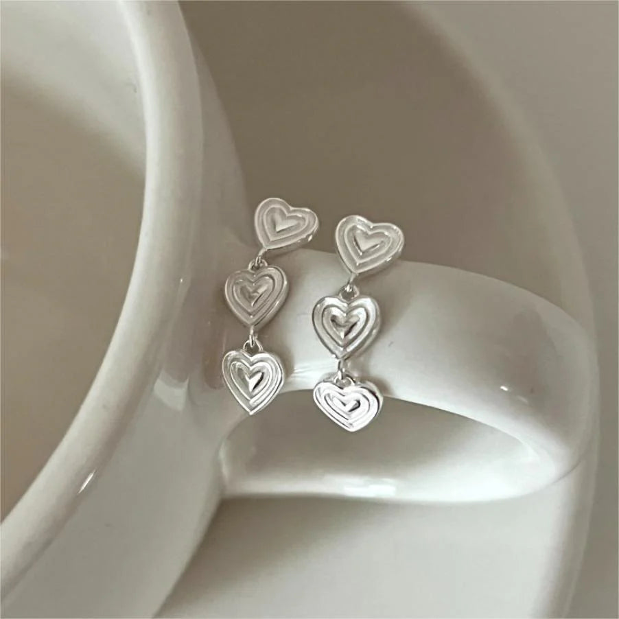 Kaia Heart Drop Silver Stud Earrings