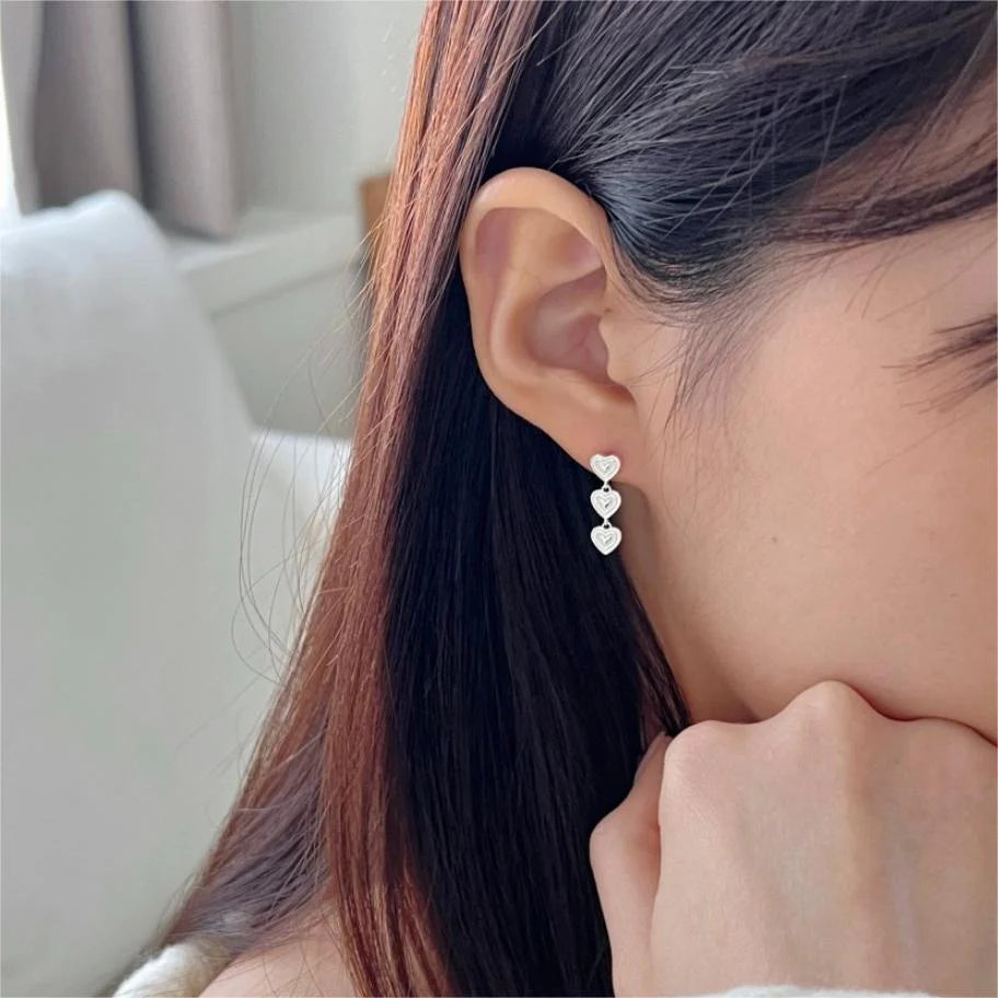 Kaia Heart Drop Silver Stud Earrings