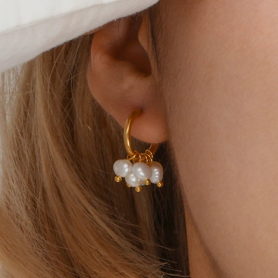 Divine Pearl Hoop Earrings