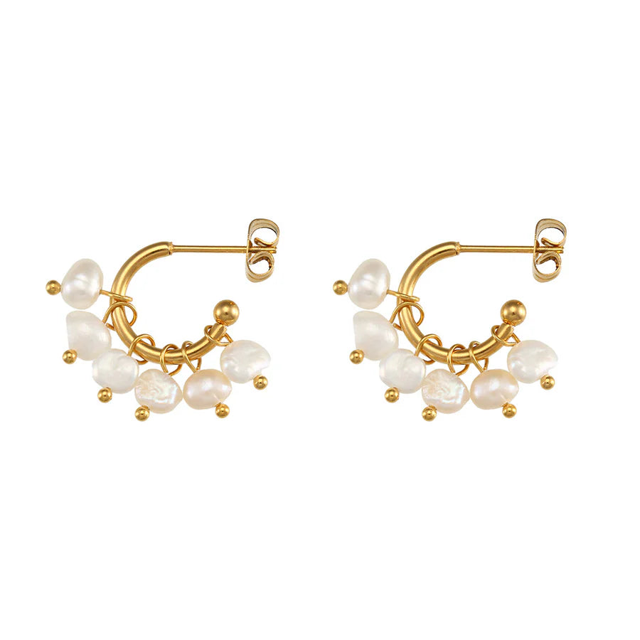 Divine Pearl Hoop Earrings