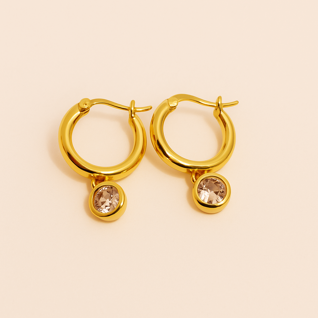 Poppy Zirconia Drop Hoop Earrings