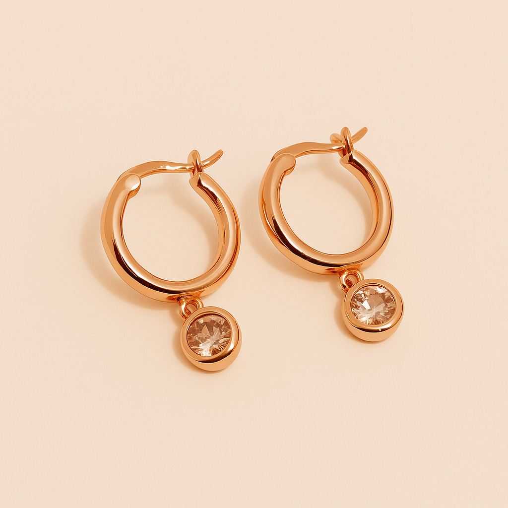 Poppy Zirconia Drop Hoop Earrings