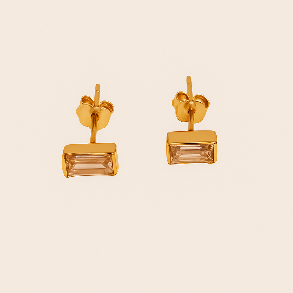 Violet Baguette Stud Earrings