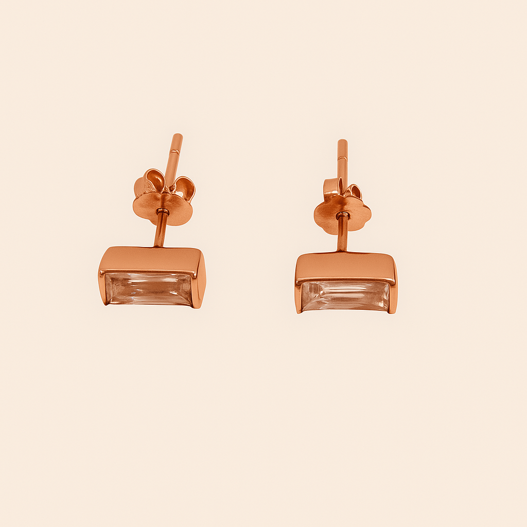 Violet Baguette Stud Earrings